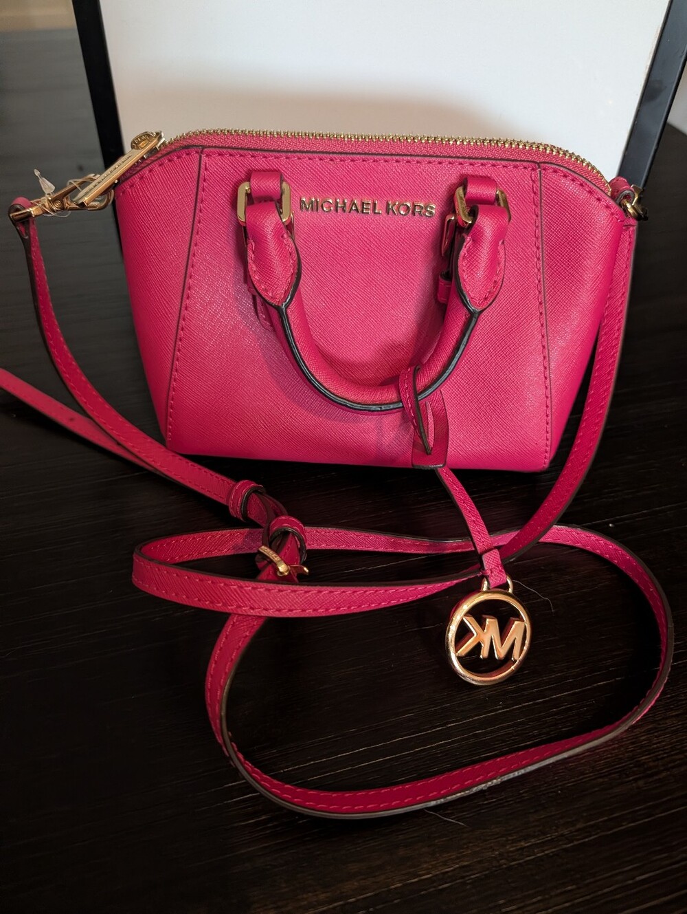 Michael Kors Pink Saffiano Mini Crossbody Bag